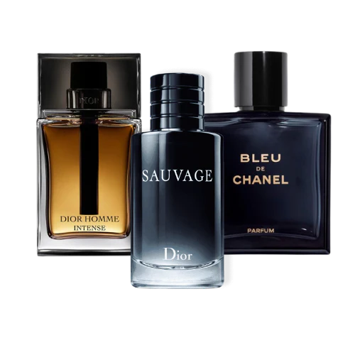 Combo de 3 Parfums pour Hommes – Sauvage Dior, Bleu de Chanel, Dior Homme Intense (Eau de Parfum)
