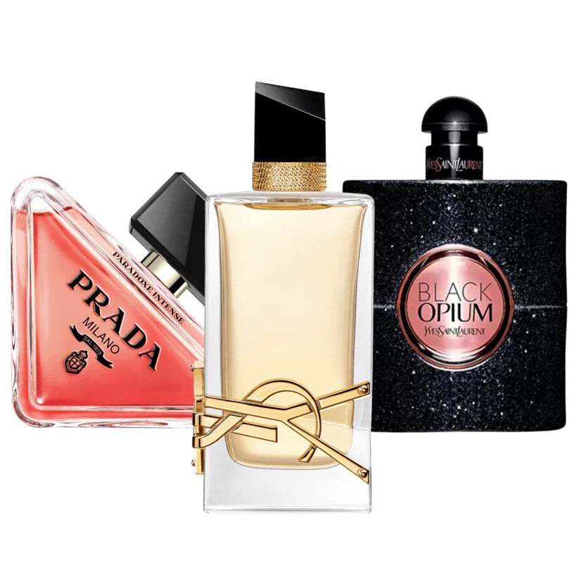 Set de 3 Parfums pour Femmes – Prada Paradoxe, Yves Saint Laurent Black Opium, Yves Saint Laurent Libre (Eau de Parfum)