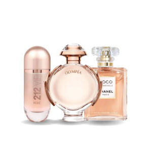 Combo de 3 Parfums pour Femmes – 212 VIP Rosé by Carolina Herrera, Olympéa by Paco Rabanne, Coco Mademoiselle by Chanel (100 ml)