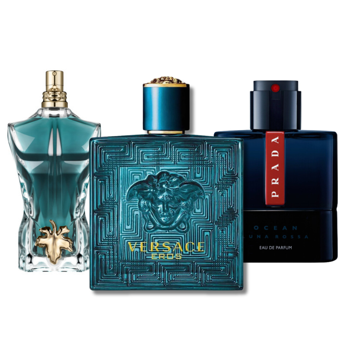 Combo de 3 Parfums pour Hommes – Prada Luna Rossa, Versace Eros, Le Beau (Eau de Parfum)